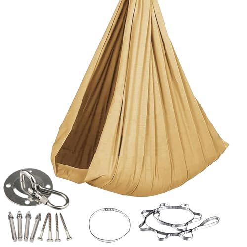 Silla colgante con cojín – Chaiwse giratoria para dormitorio, silla giratoria portátil con barra de soporte y bolsillo lateral para patio interior y exterior, peso máximo