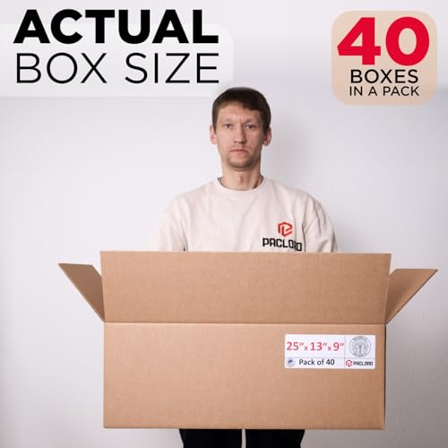 Image of Large Cardboard Boxes 25 inchL x 13 inchW x 9 inchH (Pack of 40) - USA-Made Packing Boxes for Moving, Shipping, or Storage - USPS, UPS, FedEx Approved - Professional Packing Supplies for Moving | USA-Made Packing Boxes for Moving, Shipping, or Storage - USPS, UPS, FedEx Approved - Professional Packing Supplies