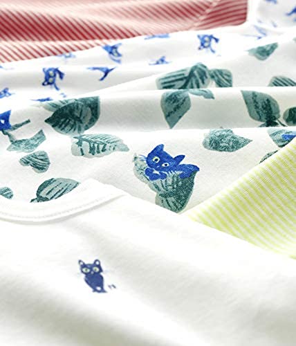 Petit Bateau Babies' Cat Pattern Long-Sleeved Bodysuit - 5-Pack STYLE 59427 1-36 MONTHS3