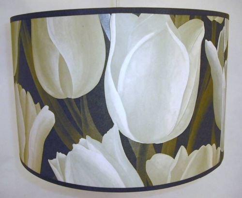 Preisvergleich Produktbild Handgemachte Lampenschirm 36cm - Sanderson Tulip Tapete Charcoal / Opal