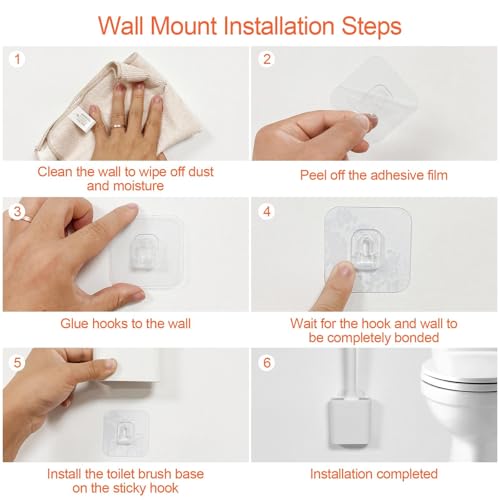 Frevoitna 4 Pièces Brosse WC Silicone, Balayette WC Blanc, Brosses WC et Supports, Balai Toilette WC avec Récipient à Séchage Rapide Fixation Murale pour Salle de Bain et Toilettes WC Invités – vue 7