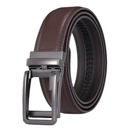 Men's Automatic Buckle Leather Belt With Zinc Alloy Plating, High - Grade Belt