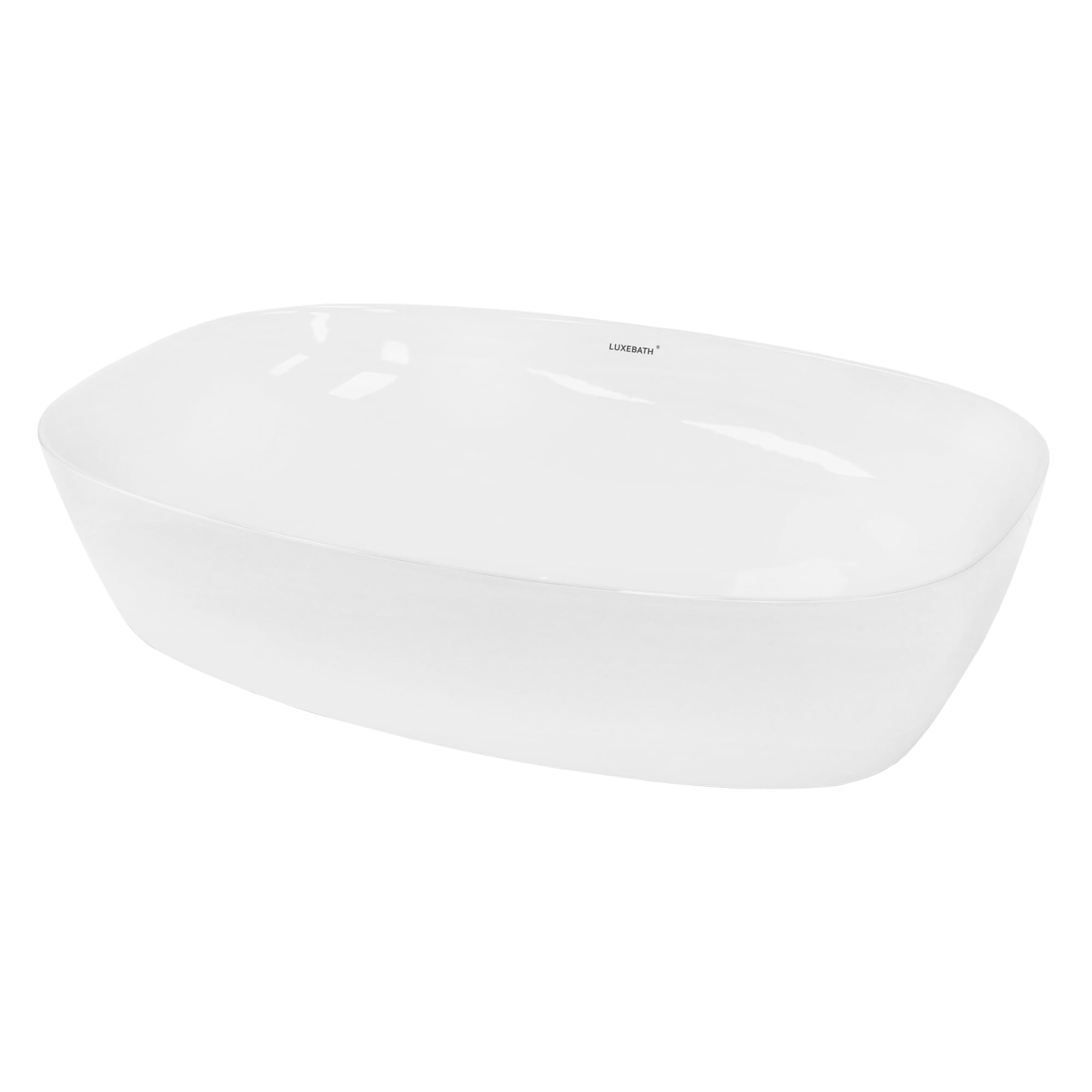 LuxeBath Waschbecken Keramik 605 x 380 x 140 mm oval, Weiß glänzend, Aufsatzwaschbecken für Badezimmer und Gäste-WC, Aufsatzbecken im modernen Design, Waschtisch Waschschale Waschplatz Handwaschbecken
