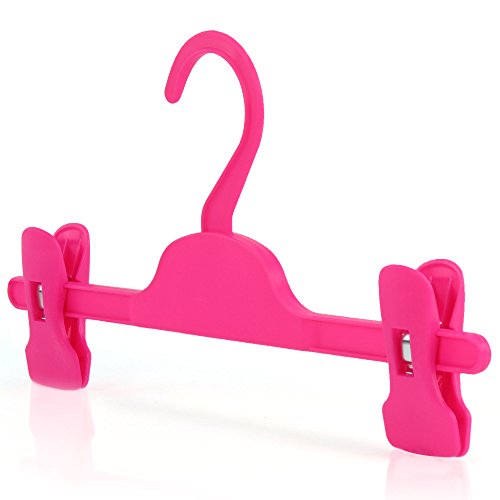 HANGERWORLD 10 Pink 11inch Kids Plastic Hook Pants Skirt Adjustable Clips Coat Clothes Garment Hangers