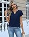 Zeagoo Tops for Women Trendy 2026 Fashion Trendy Clothing Cap Short Sleeve Shirts V Neck Button Down Dressy Blouses Navy Blue