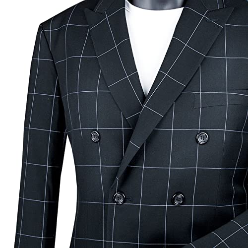 Men's 2-Piece Men's Windowpane Double Breasted Suit w/1 Pair of Socks2