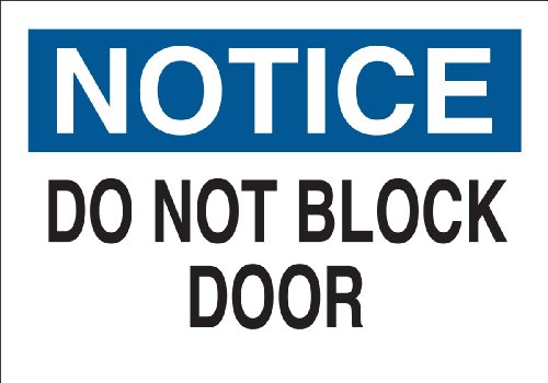 Plaque de porte Brady Do Not Block Door signalisation aluminium rigide 41093