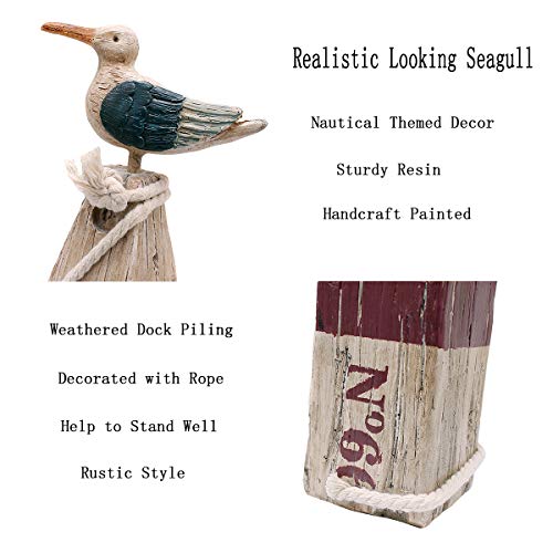 E-View Seagull Statue Decor Nautical Polyresin Figurine - Rustic Indoor Outdoor Beach Themed Decoration Decorative Cabin Statues Coastal Decor For Home Garden Bedroom #TOP4