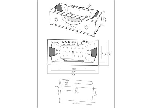 Whirlpool Bathtub Hydrotherapy Black Hot Tub Double Pump With 24 Jets Hypnotic #TOP5