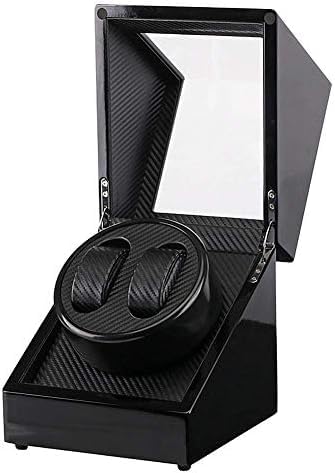 Mechanical Watch Shaker Automatic Watch Winder Box for 2 Watches, Fibre Piano Finish Quiet Motor AC Adaptor & Battery Operated