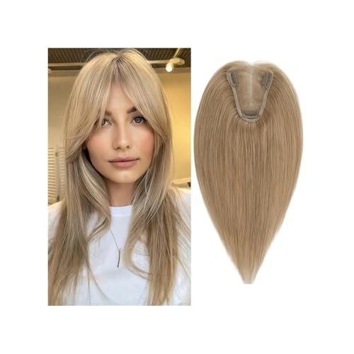 Hair Toppers for Women Real Human Hair No Bangs,Hand-woven 8x10 cm Lace Wig, Adds Volume �w�A�G�N�X�e���V����(14 inch,Dark blonde)