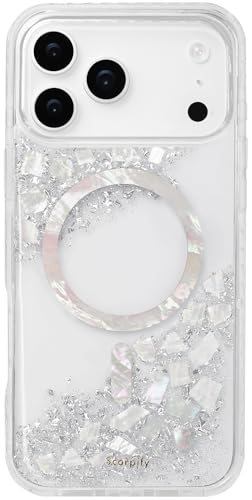 Coque iPhone 17 Pro Max MagSafe transparente pailletée argent