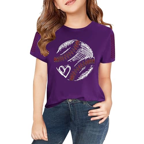 Kids Girls Boys Short Sleeve Tops Baseball Graphic Crew Neck Teen Summer Tee Preppy T-Shirts Casual Loose2