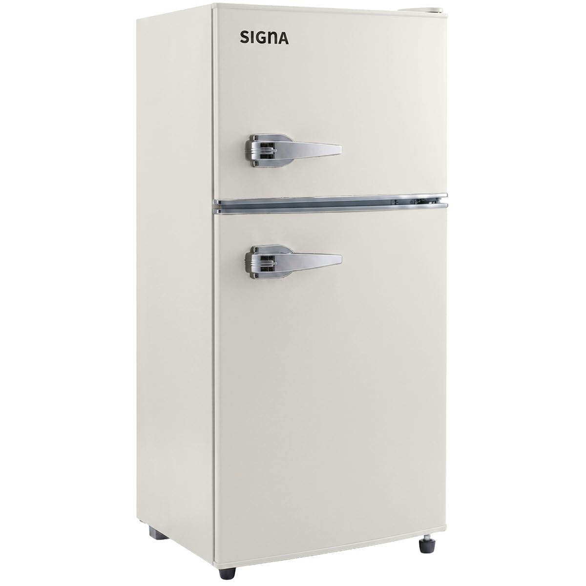 SIGNA Frigobar Vintage De 86 Litros Mini Refrigerador Compacto Refrigerador Pequeño Con congelador de Acero Inoxidable Ideal Para Espacios Pequeños Frigobar Mini Multifuncional (Beige)