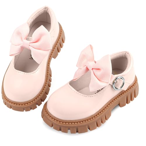 Image of Wulubaba Toddler Girl Dress Shoes Bow Black Dress School Shoes Princess Mary Jane for Toddler /Little Girl
