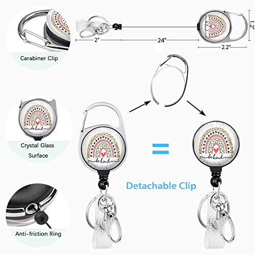 Cute Rainbow Badge Reel Retractable Heavy Duty With 360 Degrees Rotate Carabiner Clip, Id Badge Holder With Detachable Lanyard, Id Holder Id Clip Name Badge Keychain, Nurse Teacher Offfice Gifts #TOP4