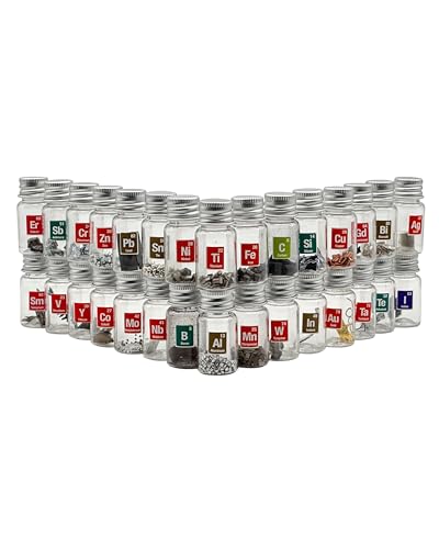 Elements Periodic Table Real, 99.99% Purity, Sealed in Plastic Bottle, for Gift, Teaching, Display, Collection, 30pcs