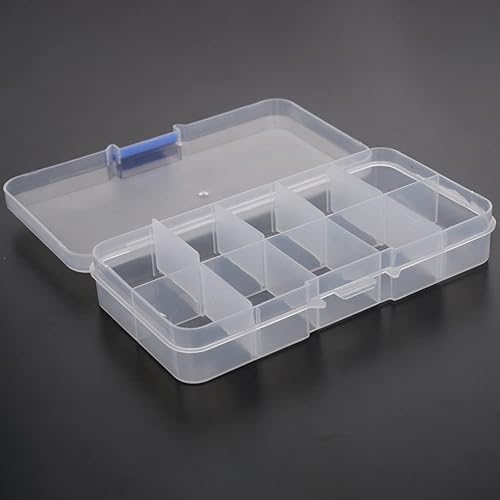 Miniatura 5 de Bettomshin Caja de almacenamiento de componentes PP de 5.2 x 2.68 x 0.91 pulgadas, organizador de plástico, contenedor ajustable, 10 rejillas