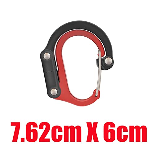 Almencla Carabiner Clip And Hook Shaped Multifunctional Buckle Lightweight Gear Clip Rotating Hook For Travel Climbing Leash Hiking Accessories, Red And Black #TOP2