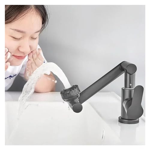Robinet de lavabo à bras mécanique noir orientable et robuste - 6