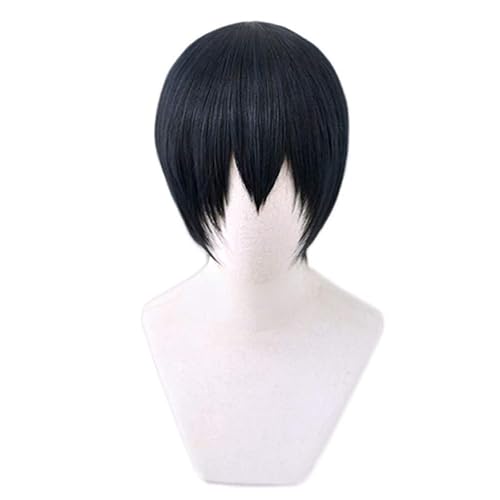 Miniatura 2 de Lwiuentx Haikyuu!! Cosplay kageyama tobio peluca corta y recta negra para hombres y mujeres, fiesta de Halloween + gorra de peluca gratis