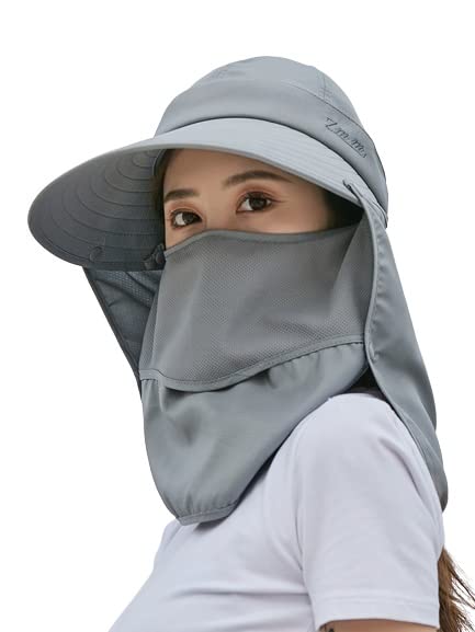 Alexvyan Women Wide Brim Face Mask Sun Hat Sunvisor Detachable Neck Face Flap Ponytail UV Protection Sun Hat Garden Fishin... - Review, Price and Buying Guide