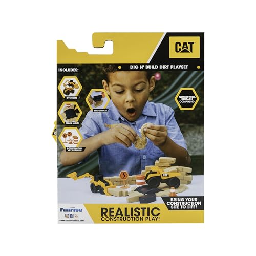 Image of CAT Construction Toys, Dig N' Build Dirt Playset with 10 Oz of Compound, 2 Little Machine Vehicles, Ages 3+