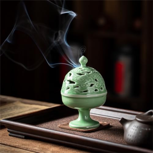 Poêle à céladon Boshan, objet d'art en céramique d'aromathérapie - 4