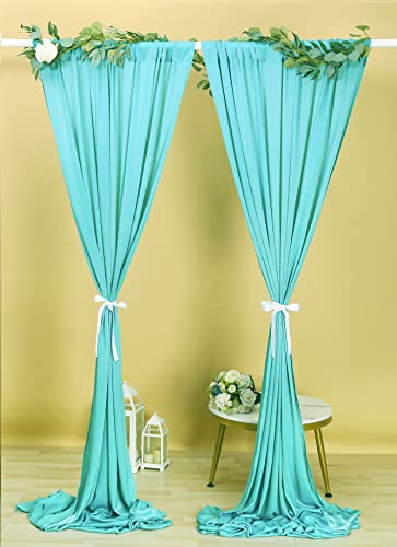 Sherway 2 Panels 4.8 Feet X 10 Feet Aqua Thick Satin Wedding Backdrop Drapes, Non-Transparent Turquoise Window Curtains For Party Ceremony Stage Decoration #TOP2