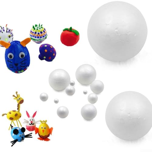 Crafters Delight - Juego de 10 bolas de espuma blancas ideales para decoraciones únicas y diversión de aprendizaje (2 cm)
