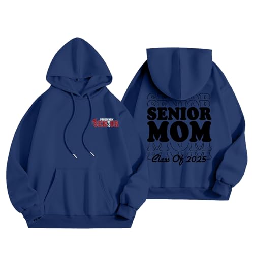 Generisch Sudadera de manga larga con cordón para mujer, moda estilo urbano, manga corta, sudadera con capucha para mujer y niña, camisetas de manga larga, A3 azul oscuro., XL