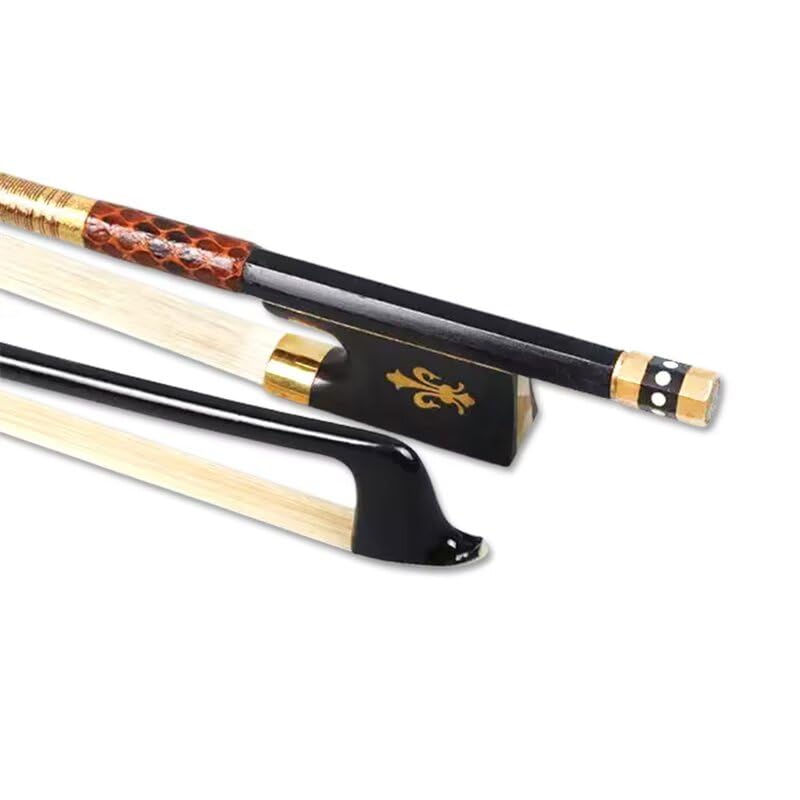 Vetimobato Professional 4/4 Full size Carbon fiber Violin bow White Horsehair Violin Bow, Flower Inlay Ebony Frog