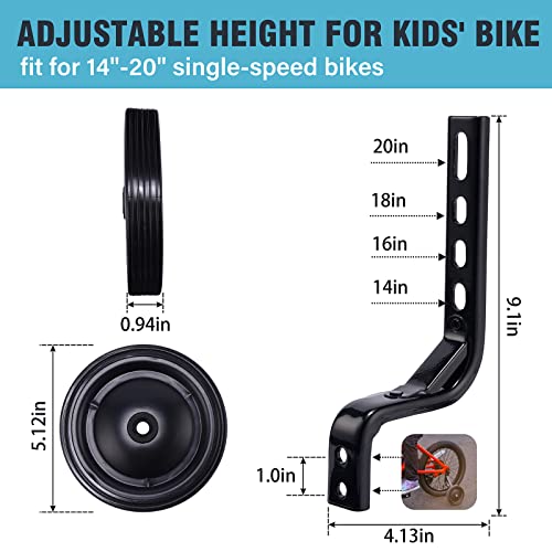 Rodas de treinamento de bicicleta para crianças ajustáveis com kit de suporte estabilizador de bicic