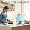 Collapsible Travel Kettle Electric Portable Foldable Kettle For Boiling Water Suitable For 110v 220v Dual Voltage For Tea Coffee 850w Small Mini Bpa Free Silicone Blue