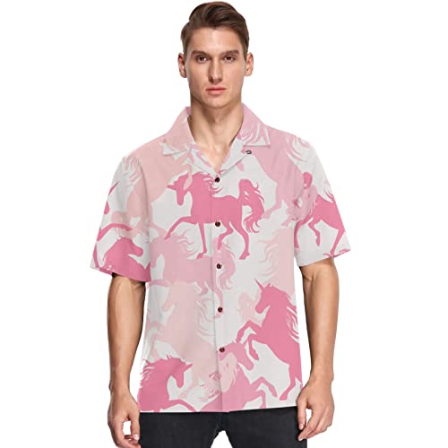 visesunny Stylish Men's Seasonal Hawaiian Print Button Down Short Sleeve Shirt Beach Clothing Unisex S-XXXL