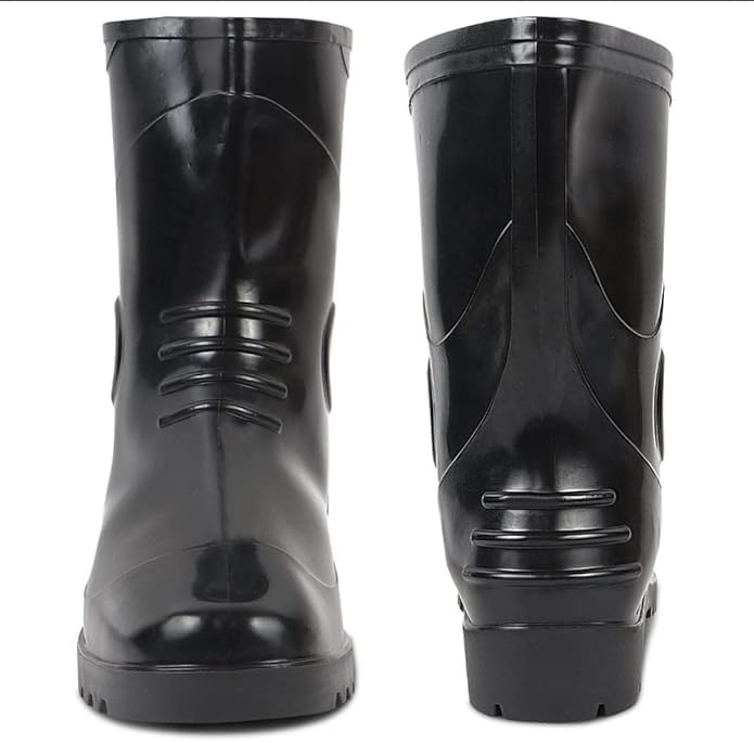 valorous Mercury Dual Density Black Safety Full PVC Gumboot 9 inch Long Light Weight, Anti slip, Waterproof Size (2 Pair)