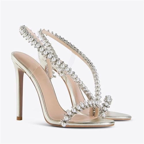 Women's Pearl Rhinestones Stiletto Heels Sandals Sexy Prom Wedding Shoes2