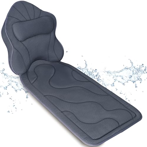 Poemland Luxus Dicke, volle Körper Badewannenkissen Mat & Cushion für Badewanne Kopfstütze Hals Schulter unterstützt Comfort Entspannung Spa Accessories Perfekt für Eintauchen in der Badewanne (Grau)