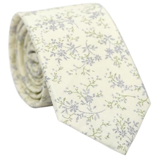 Image of BELLUNO Men's Cotton Floral Skinny Tie, 2.5 inch Width, with Gift Box