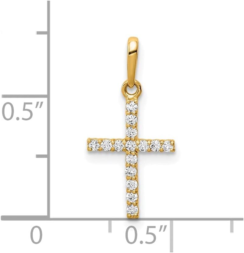 Jewelry Affairs 10k Real Solid Yellow Gold and CZ Cross Pendant Charm, 19x9mm