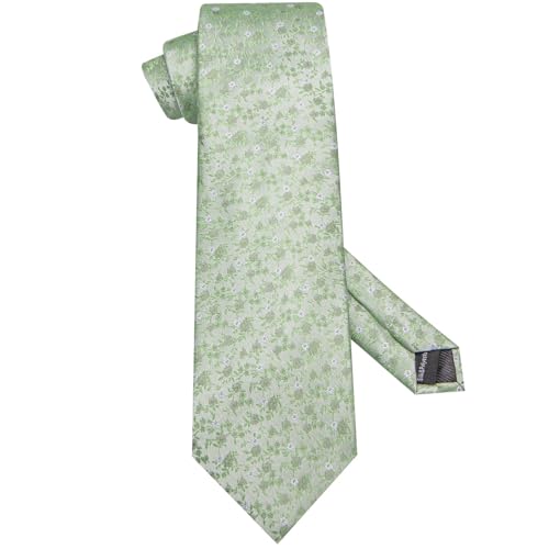 Image of Hi-Tie 70 inches Ties for Men Silk Extra Long Necktie and Pocket Square Cufflinks Set Men Big and Tall Tie Business
