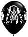 Qualatex Star Wars Biodegradable Latex Balloons Onyx Black with White Prints All-Around of Darth Vader and Yoda, 11-Inch Round (12-Units)