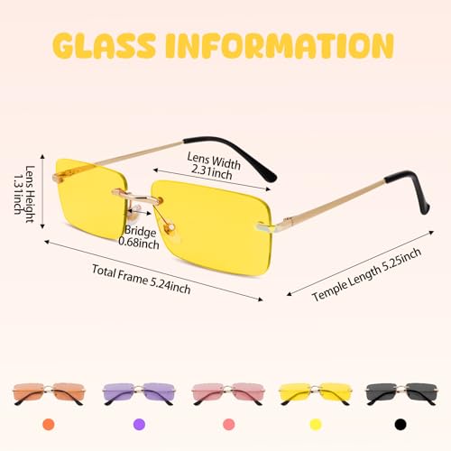 Rimless Rectangle Sunglasses Fashion Glasses Candy Color Ocean Eyewears Women Men Party Halloween Cosplay Glasses4