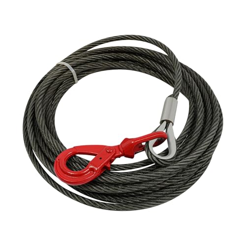 Heavy Duty 1/2" x 75FT Steel Winch Cable with 17600 lbs Breaking Strength, Self-Locking Swivel Hook, Durable Wire Rope for Towing, Recovery, Tow Trucks, Cranes (Yellow)