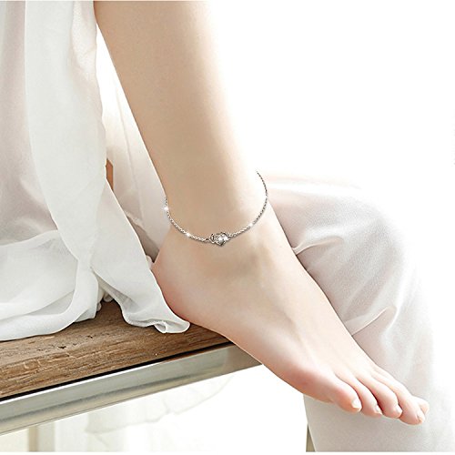 Image of S925 Sterling Silver Anklet for Women Adjustable Plus Foot Ankle Bracelet