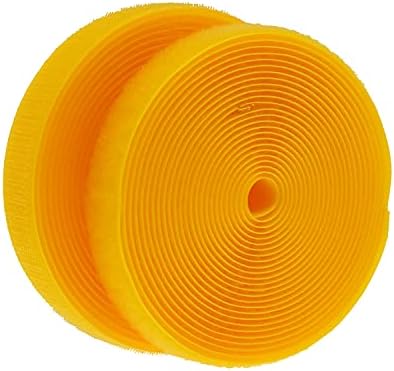 5 Yards Sew On Hook and Loop Tape Fastening Nylon Fabric Tape with Non-Adhesive for DIY Craft Interlocking Tape Sewing Fasteners (3/4''Wide, 5 Yard Hook + 5 Yard Loop) for Roll,Yellow