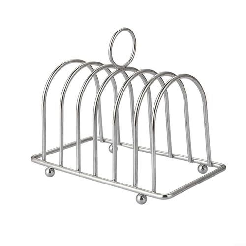Outdoor Fire Pits Cooking barbecue grill 6 Slice Slot Toast Rack, Stainless Steel Toast Holder, Breakfast Carry Bread Loaf Stand With Carry Handle, Toast Cooling Holder,For Kitchen, Dining Room