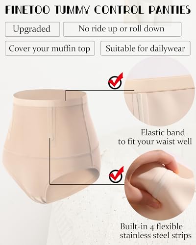 FINETOO Tummy Control Underwear Shapewear for Women Seamless High Waisted Panties Moderate Shaping Briefs S-3XL2