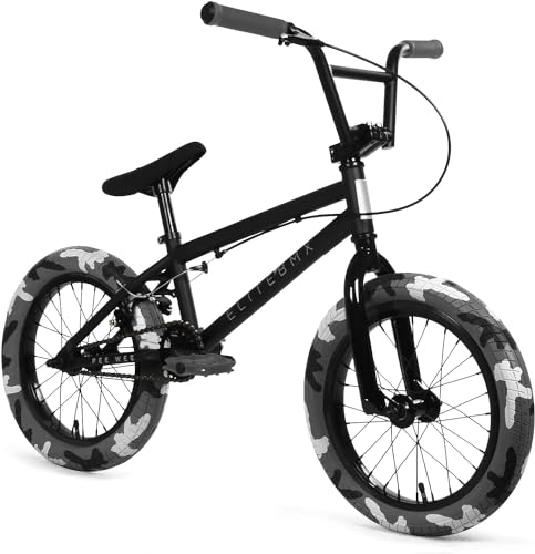 Elite BMX Bicycle 18", 20" & 26" BMX Bike for Kids Bike, Teen Bike and Adult Bikes - Freestyle BMX Bike All Models Come with 3 Piece BMX Crankset (18", PW Black Combat)