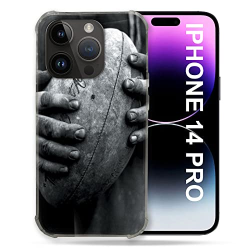 Coque iPhone 14 Pro antichoc motif sport ballon rugby vintage Cokitec
